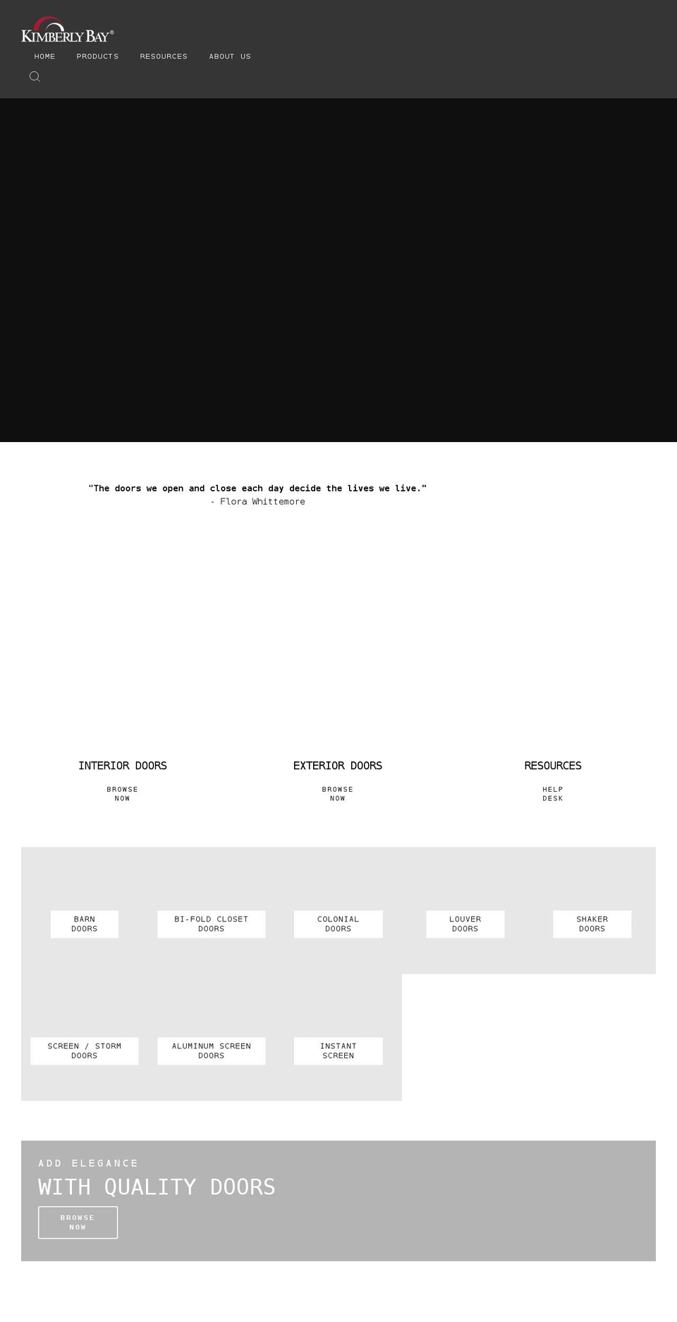 kimberlybaydoors.com shopify website screenshot