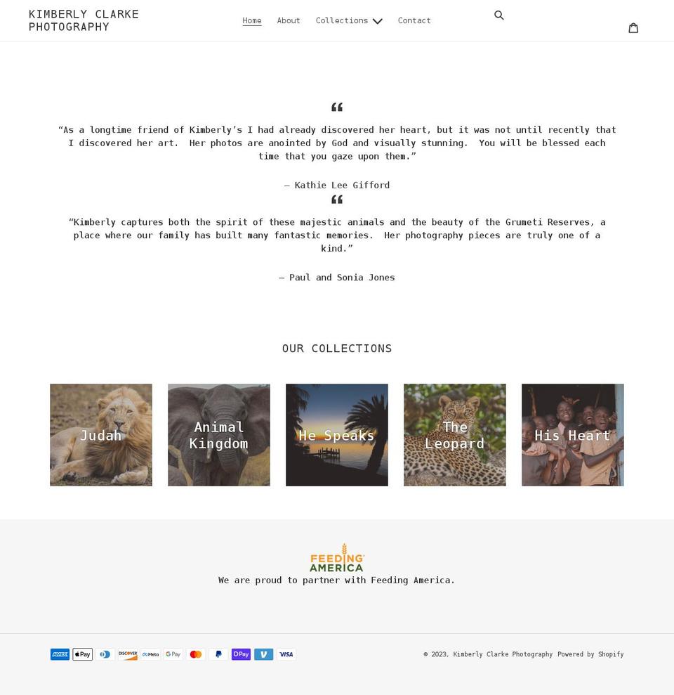 kimberlyclarkephotography.com shopify website screenshot