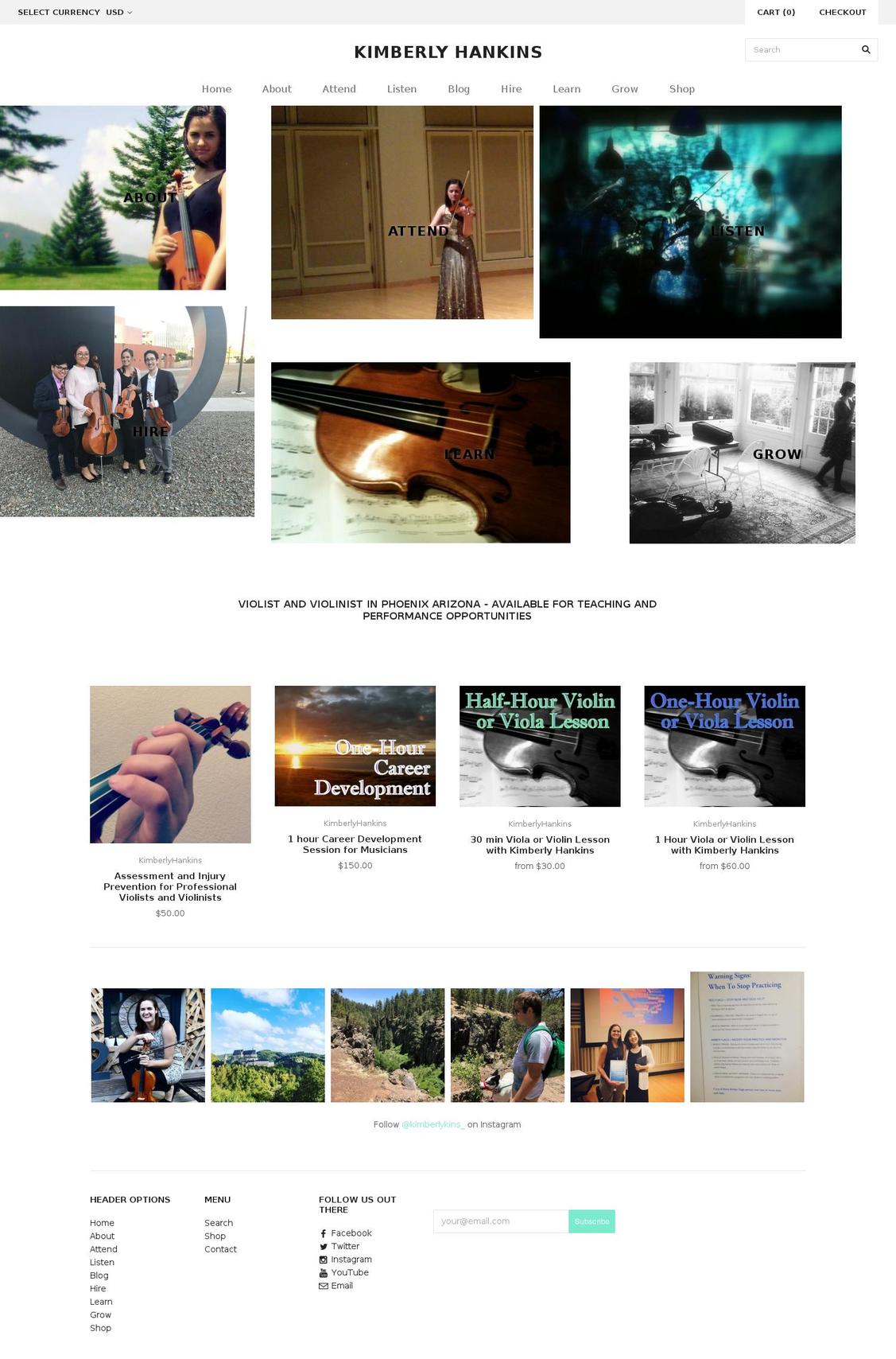 kimberlyhankins.com — Shopify storefront screenshot