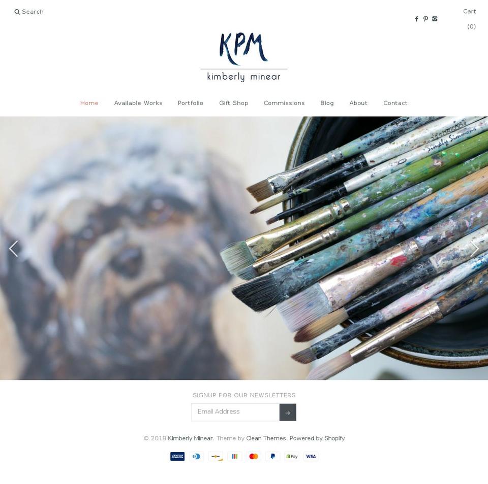 kimberlyminear.com shopify website screenshot