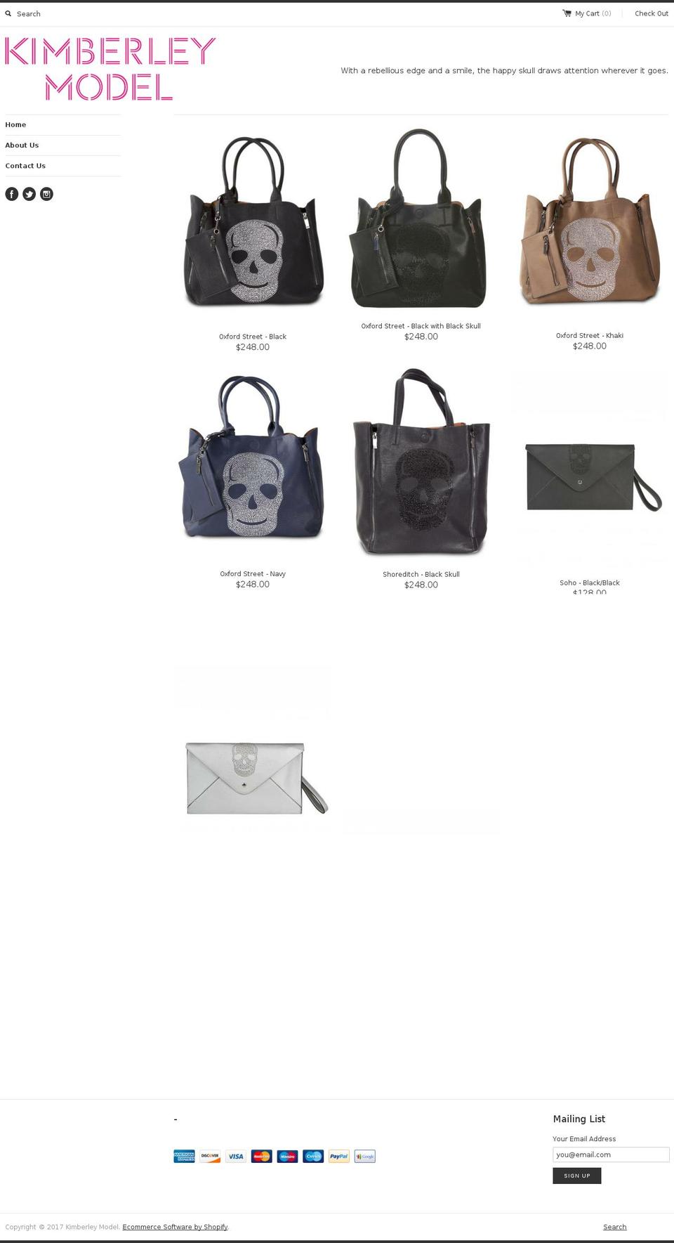 kimberlymodel.com shopify website screenshot