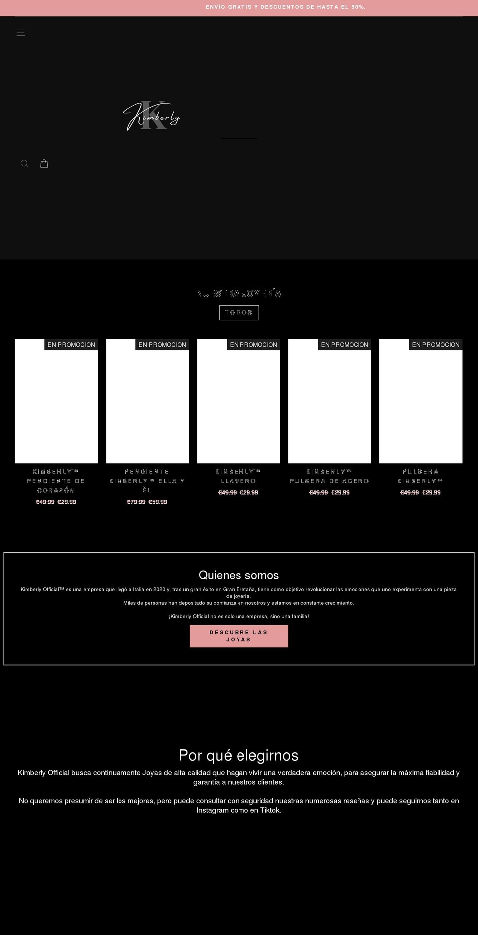 kimberlyofficial.com shopify website screenshot