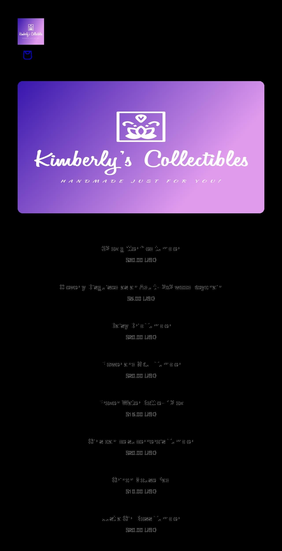 kimberlyscollectibles.com shopify website screenshot