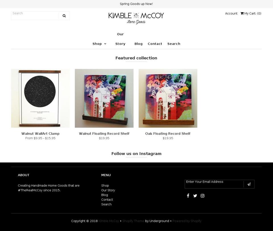 kimblemccoy.com — Shopify storefront screenshot