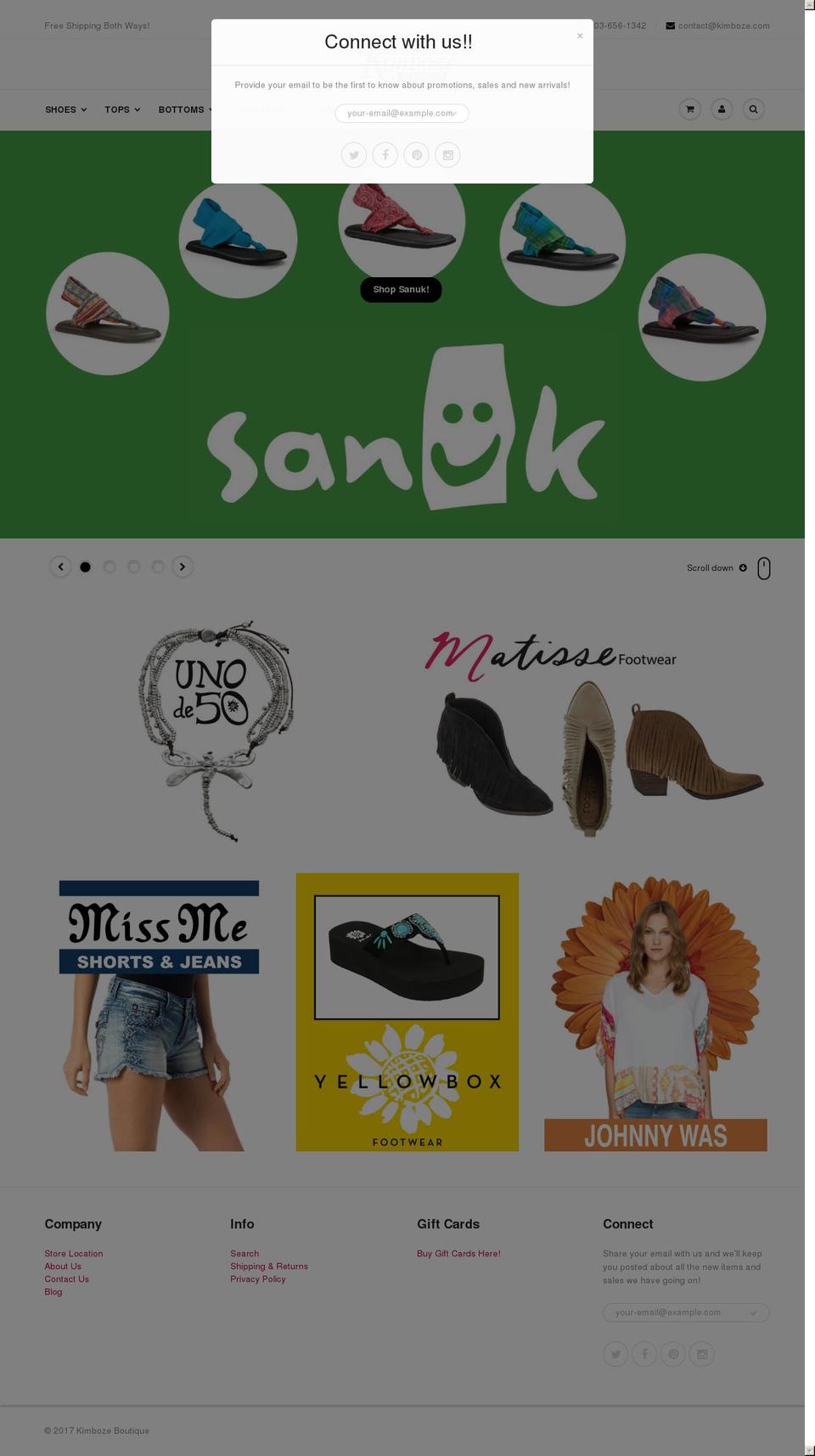 kimbozeboutique.com shopify website screenshot