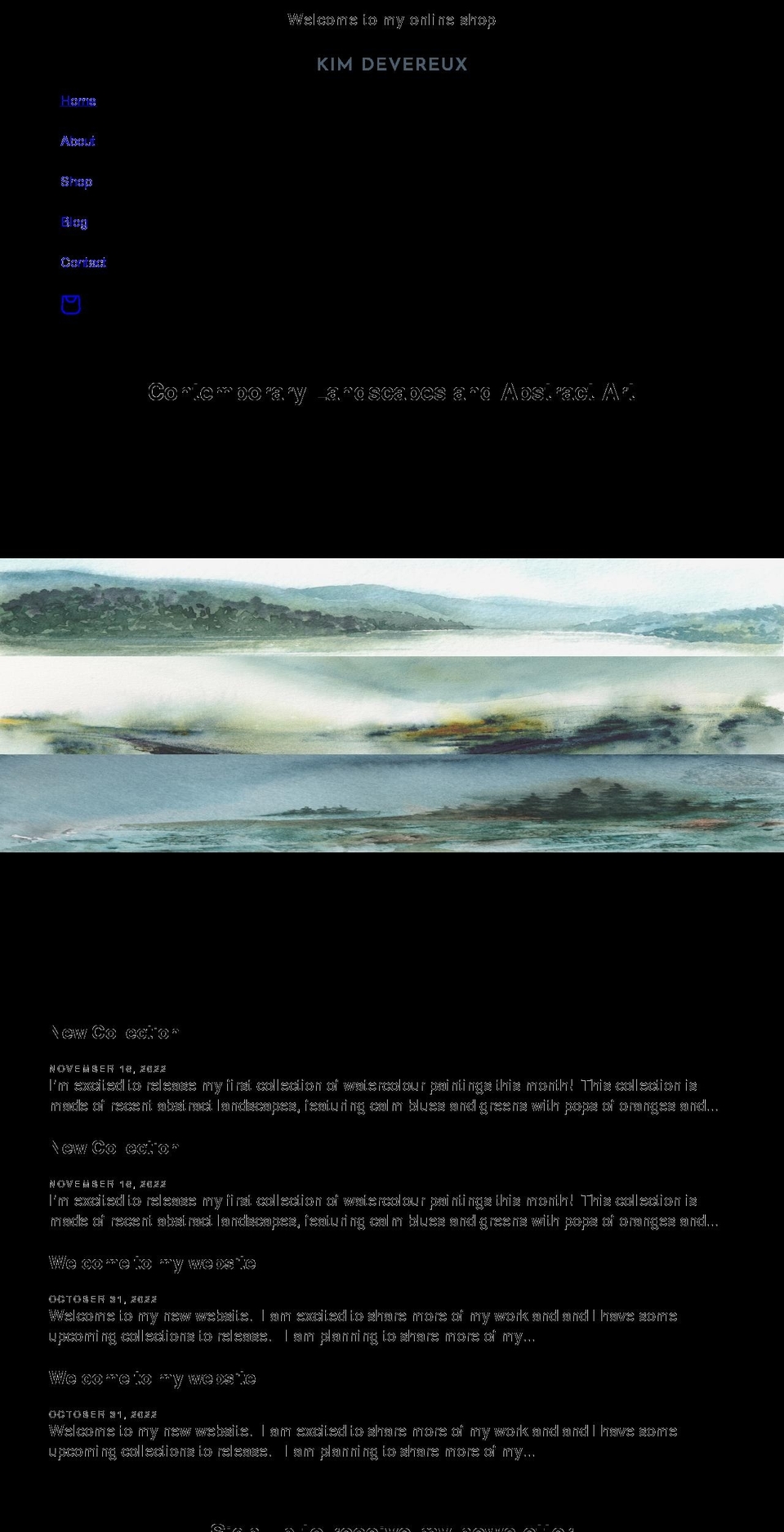 kimdevereux.ca shopify website screenshot