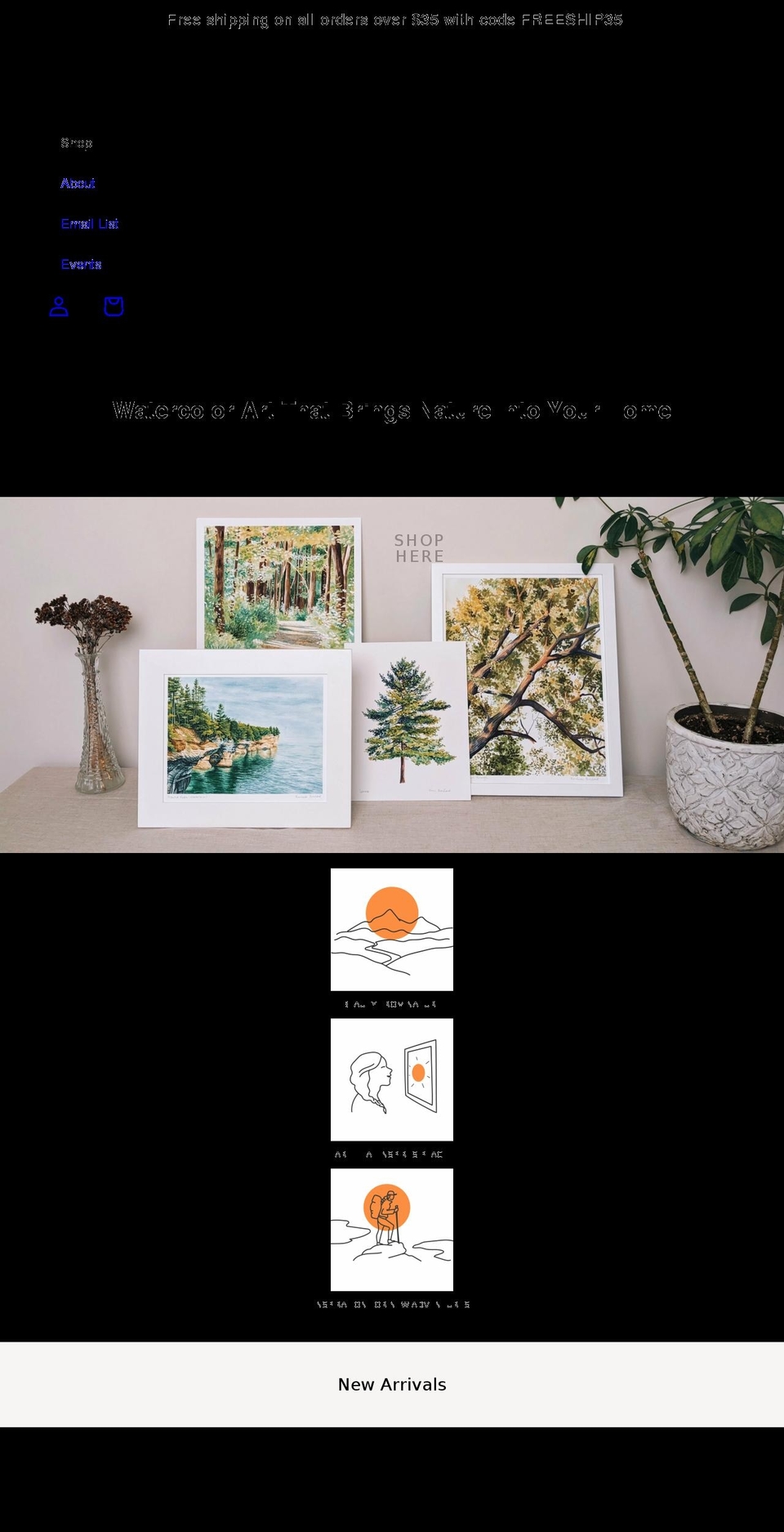kimeverhardart.com shopify website screenshot