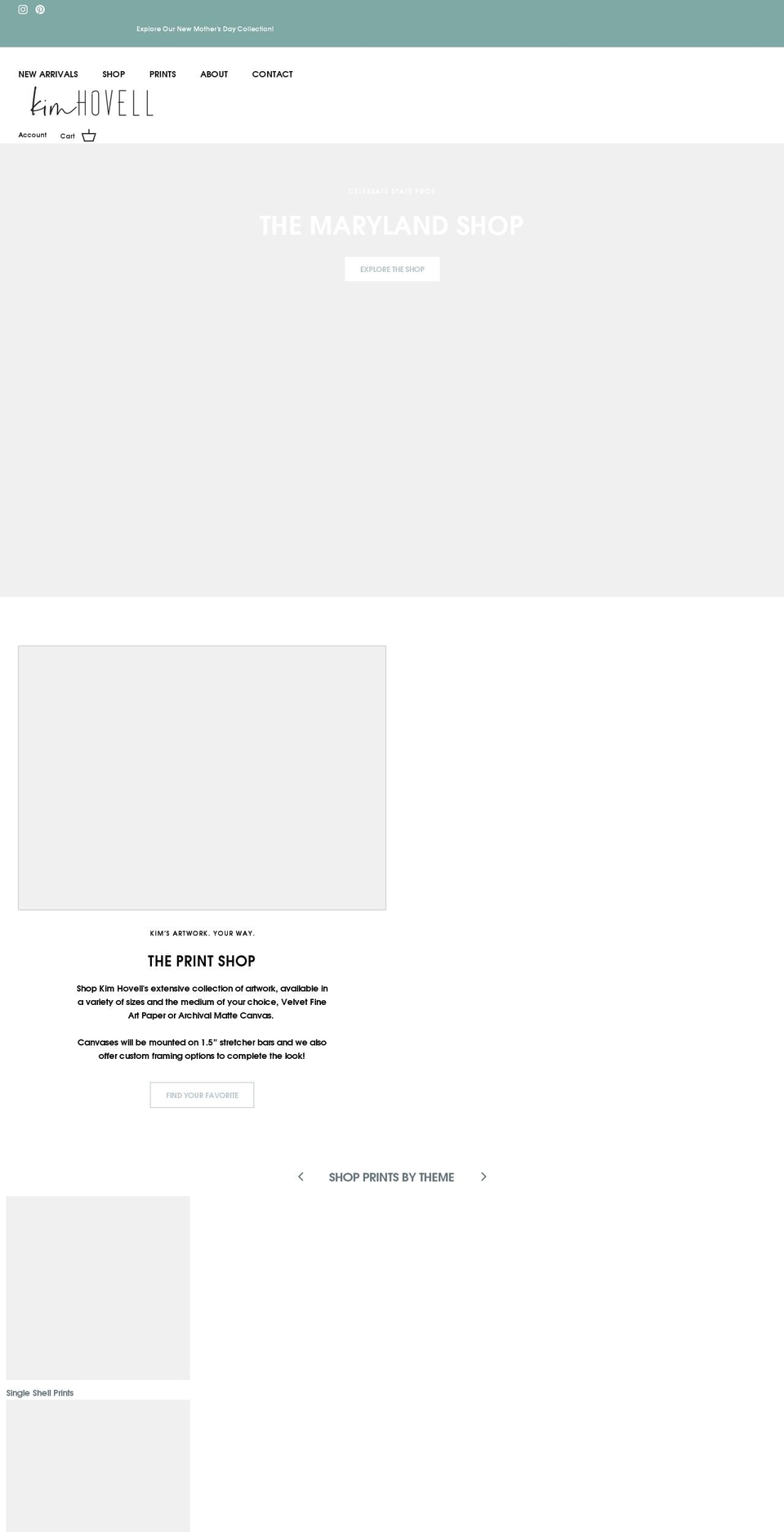 kimhovell.com shopify website screenshot