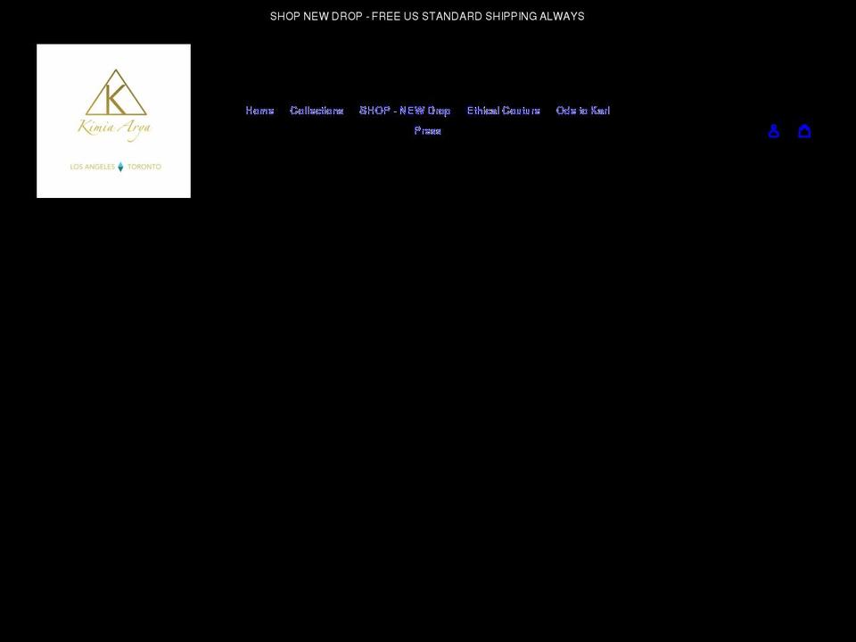 kimiaarya.com shopify website screenshot