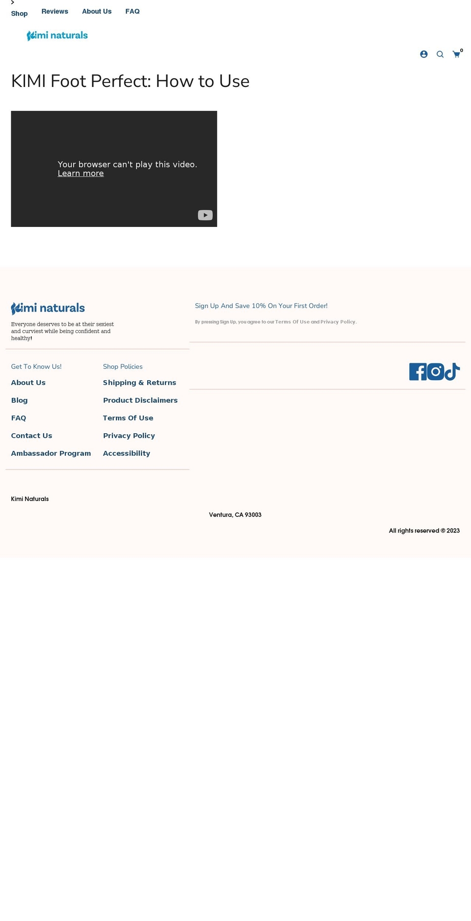 kimifootperfect.com — Shopify storefront screenshot