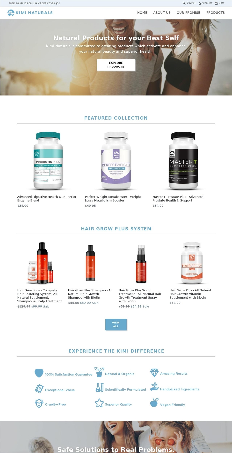 kiminaturals.com shopify website screenshot