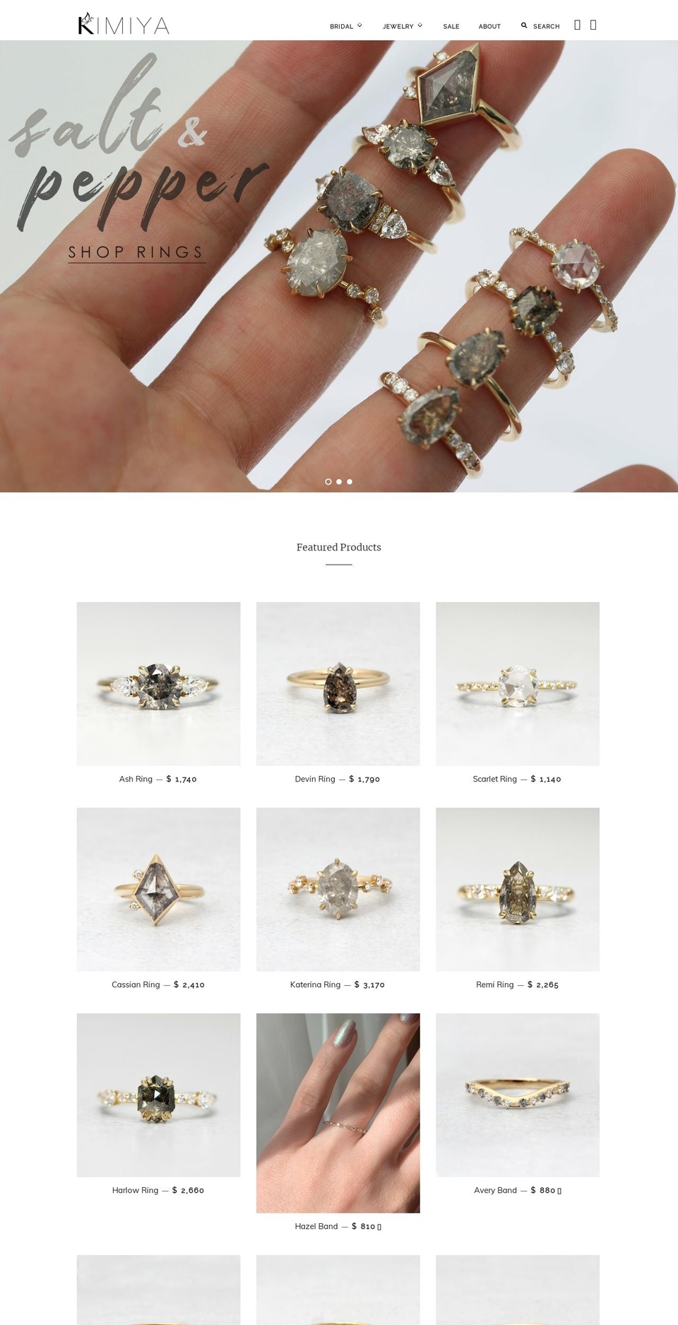 kimiyadesigns.com shopify website screenshot