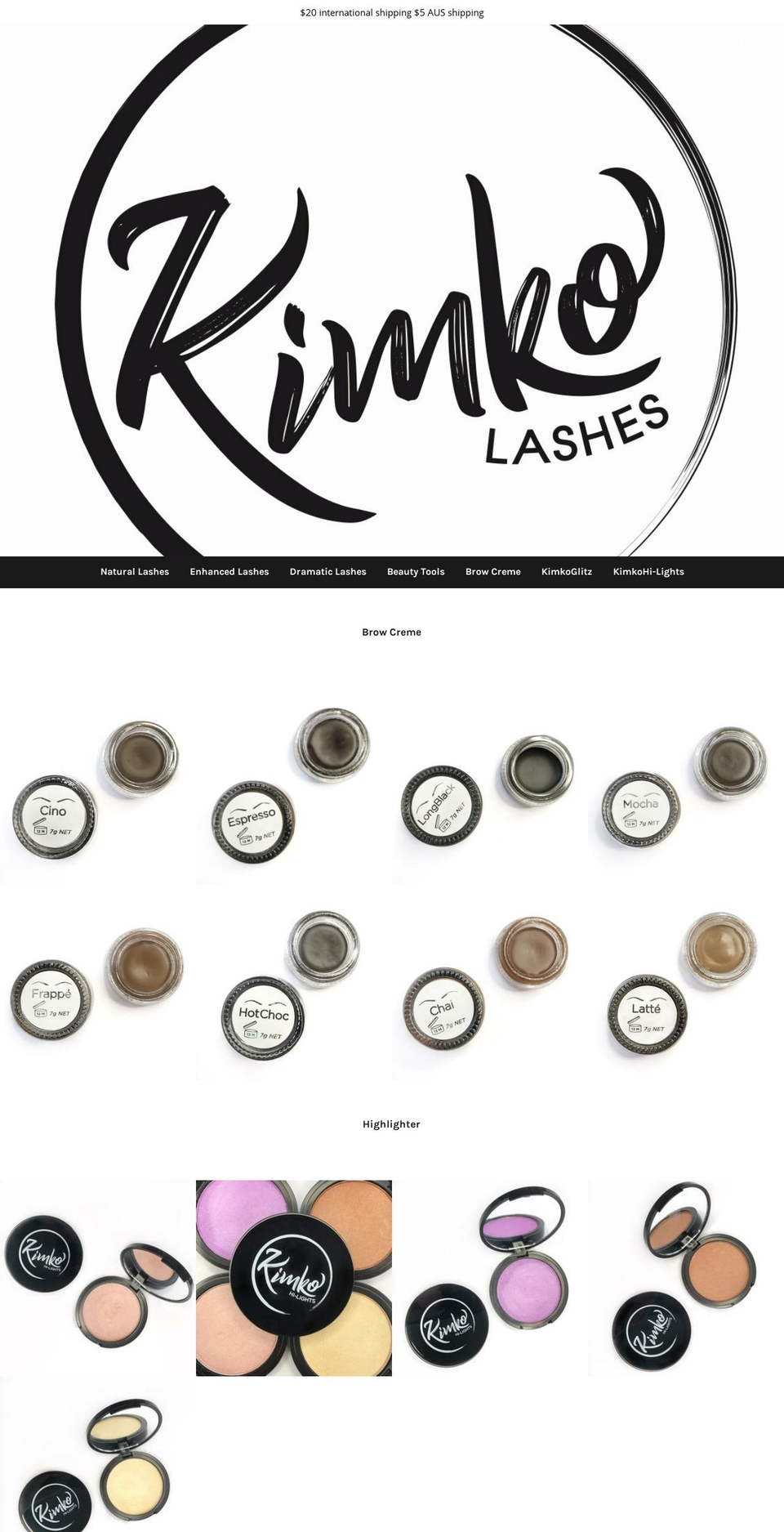 kimkolashes.com — Shopify storefront screenshot