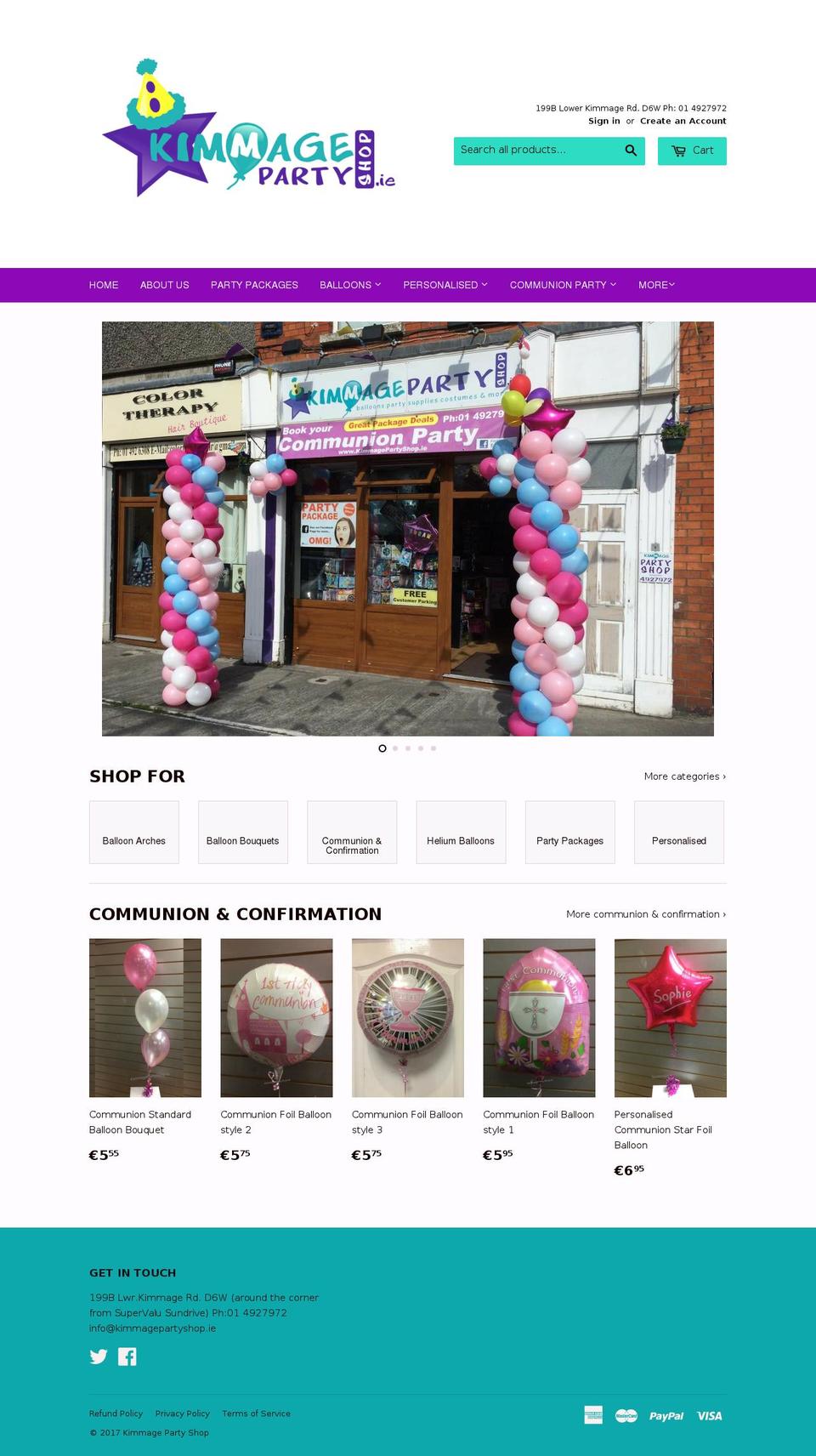 kimmagepartyshop.com shopify website screenshot