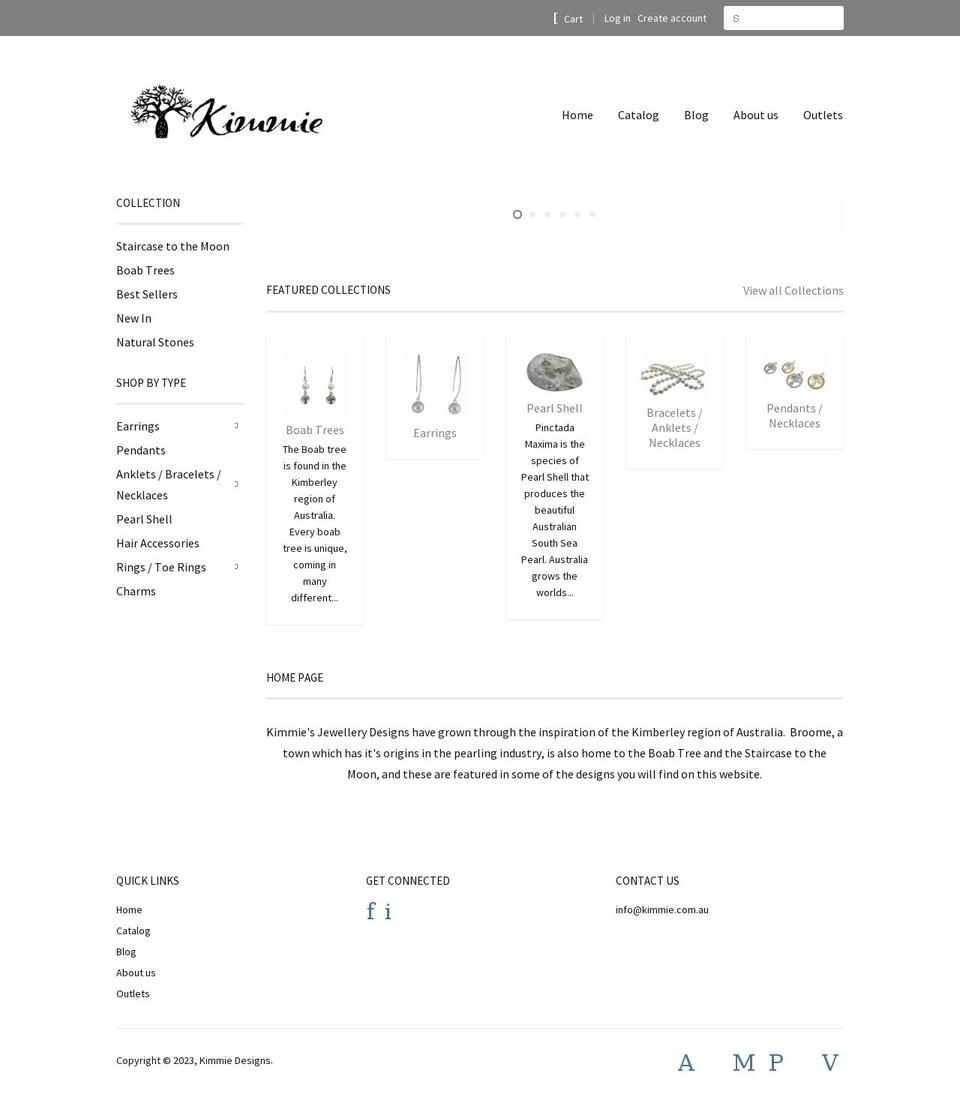 kimmie.com.au shopify website screenshot