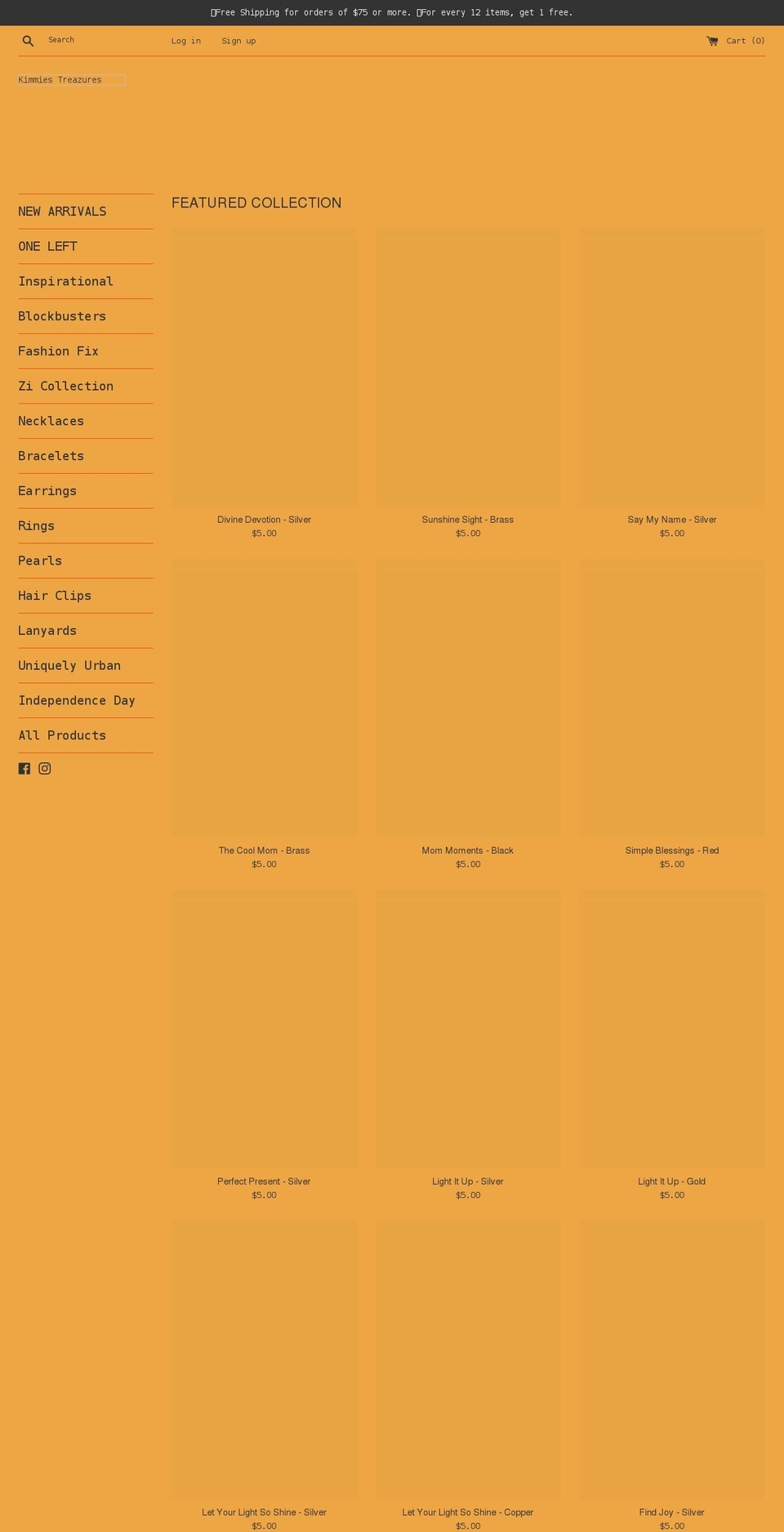 kimmiestreazures.com shopify website screenshot