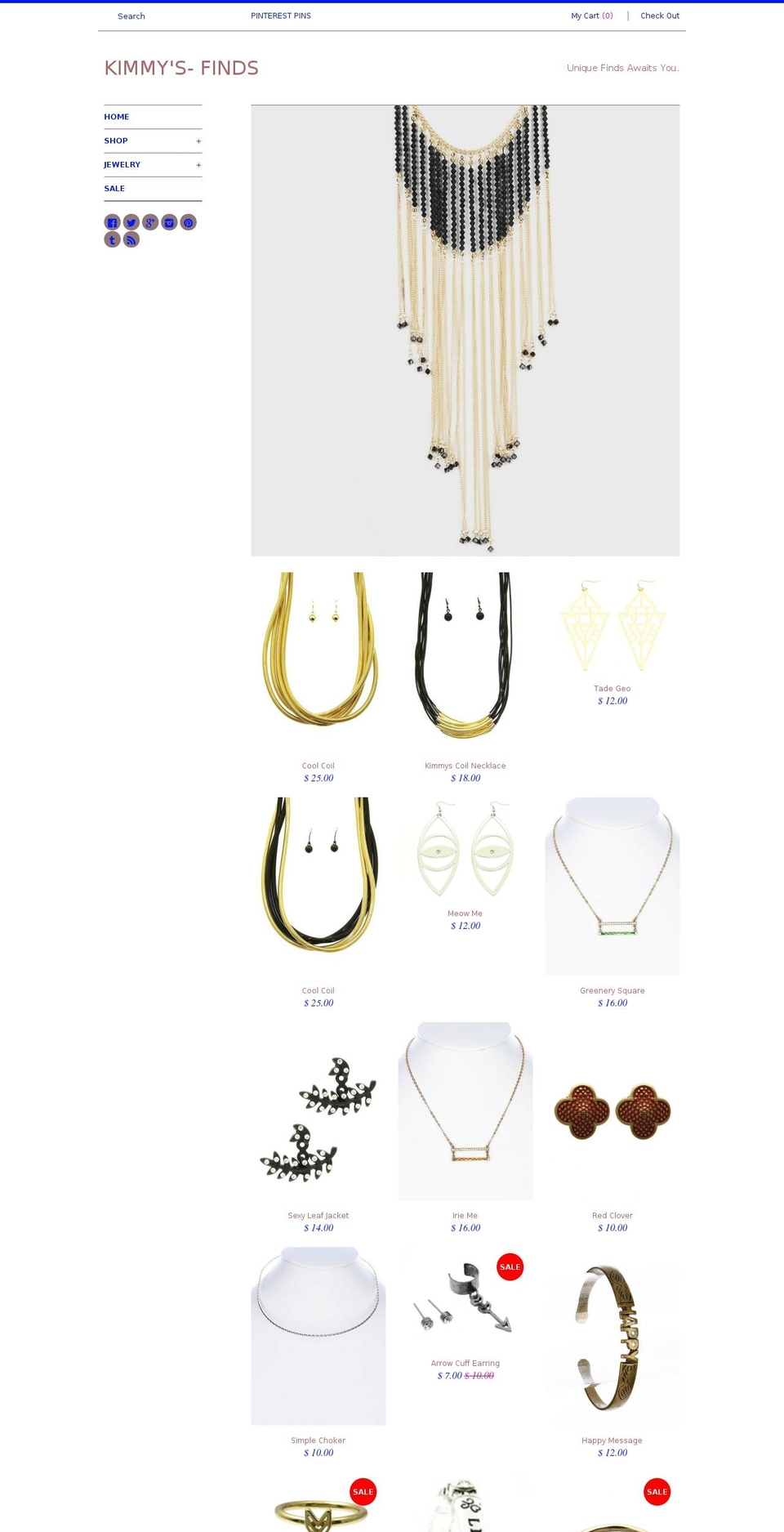 kimmysfinds.com shopify website screenshot