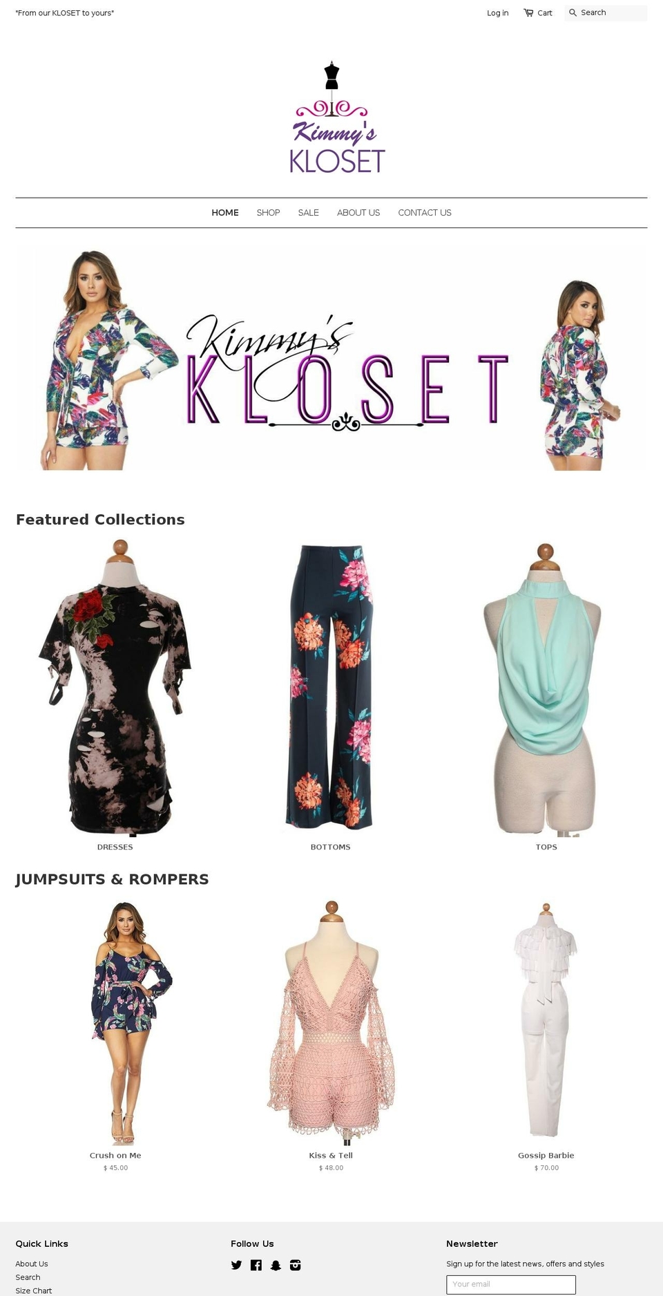kimmyskloset.net shopify website screenshot