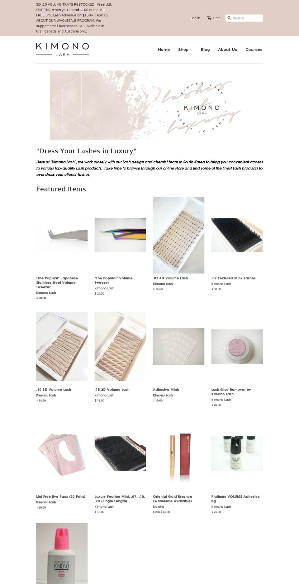 kimonolash.com shopify website screenshot