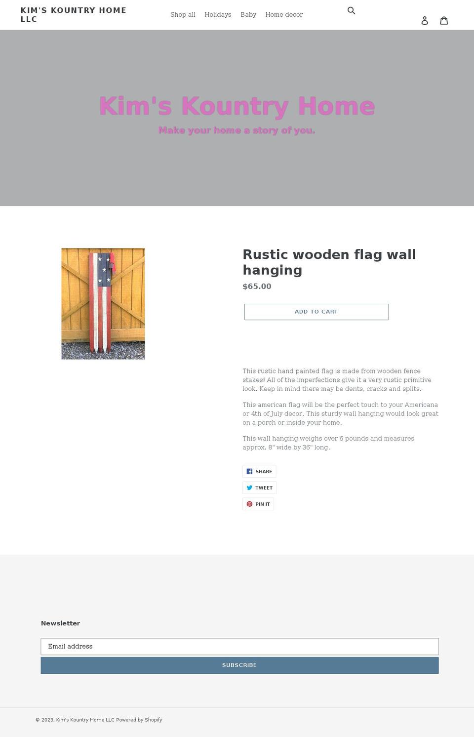 kimskountryhome.com — Shopify storefront screenshot