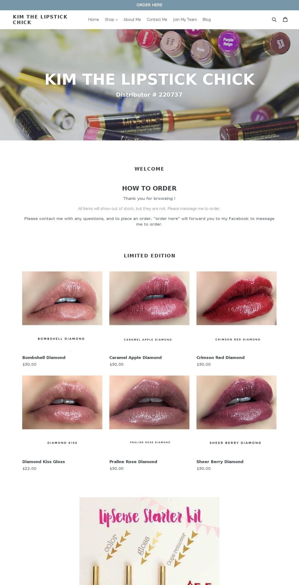 kimthelipstickchick.com — Shopify storefront screenshot