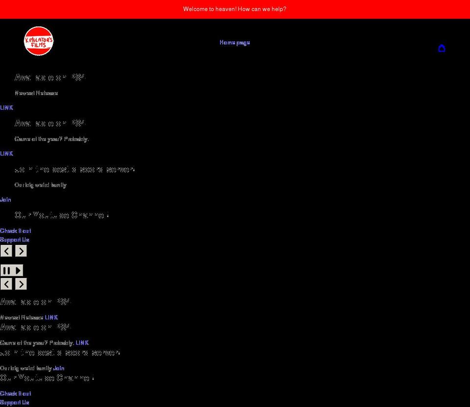 kimulatorsfilms.com shopify website screenshot