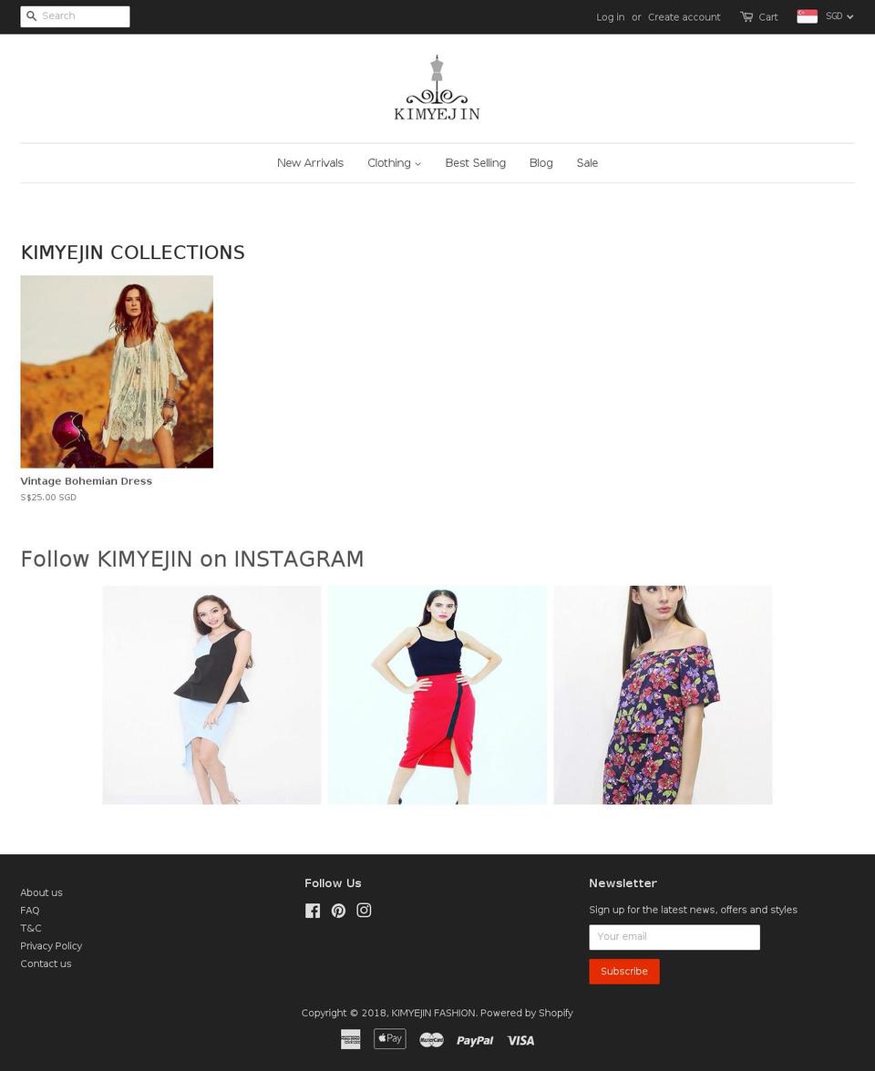 kimyejin.com — Shopify storefront screenshot
