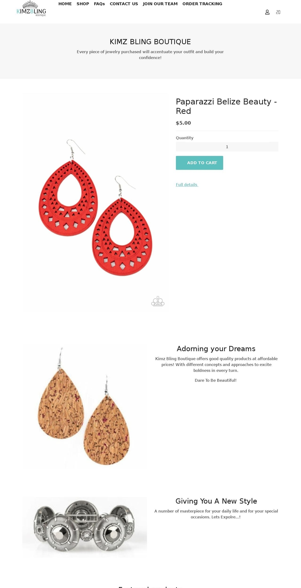 kimzblingbtq.com shopify website screenshot