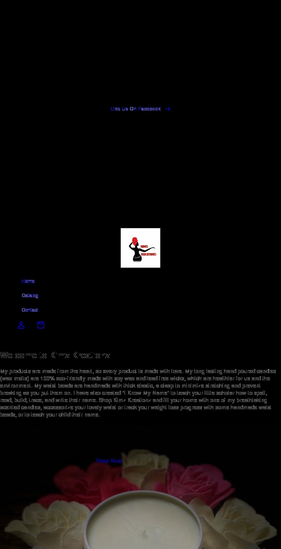 kimzkreationz.com shopify website screenshot