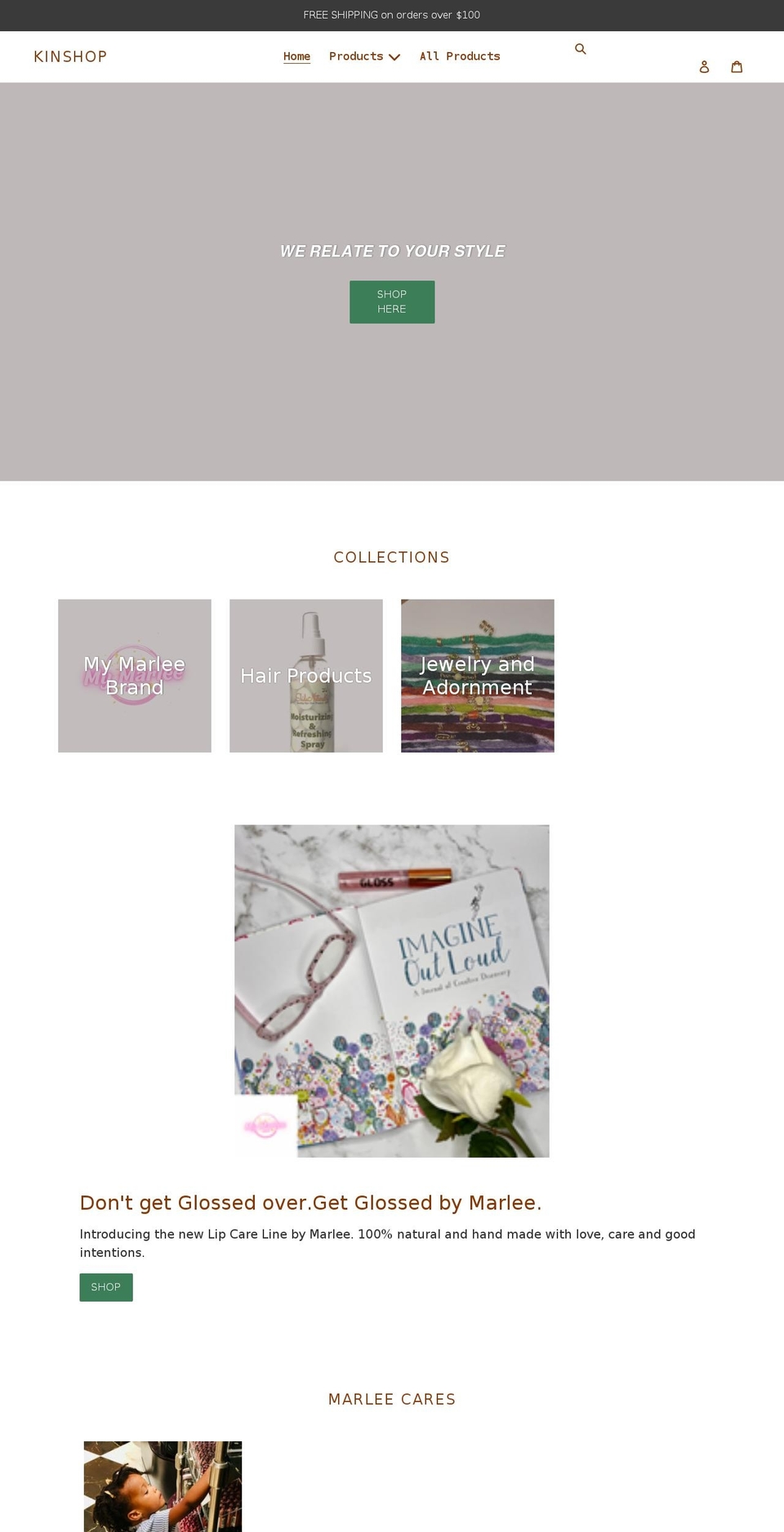 kin-shop.com shopify website screenshot