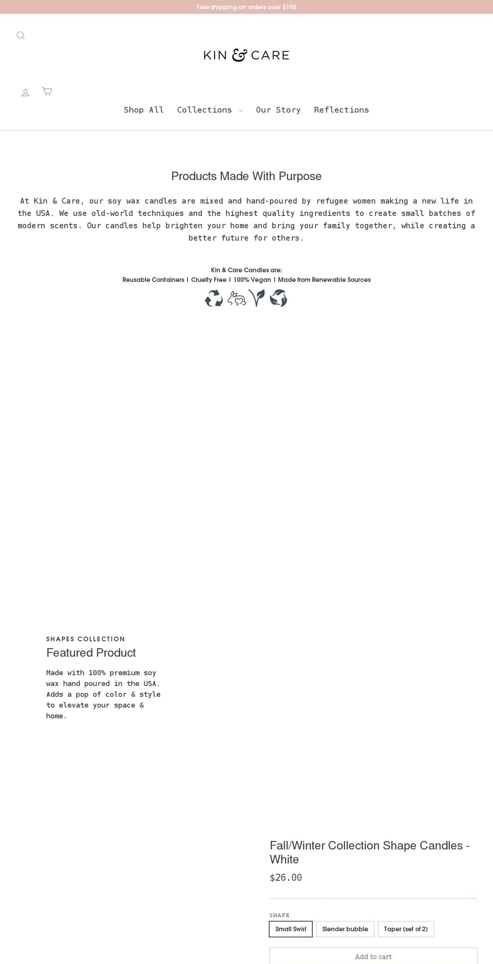 kinandcare.com shopify website screenshot