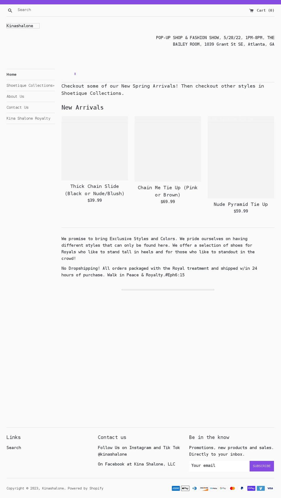 kinashalone.com shopify website screenshot