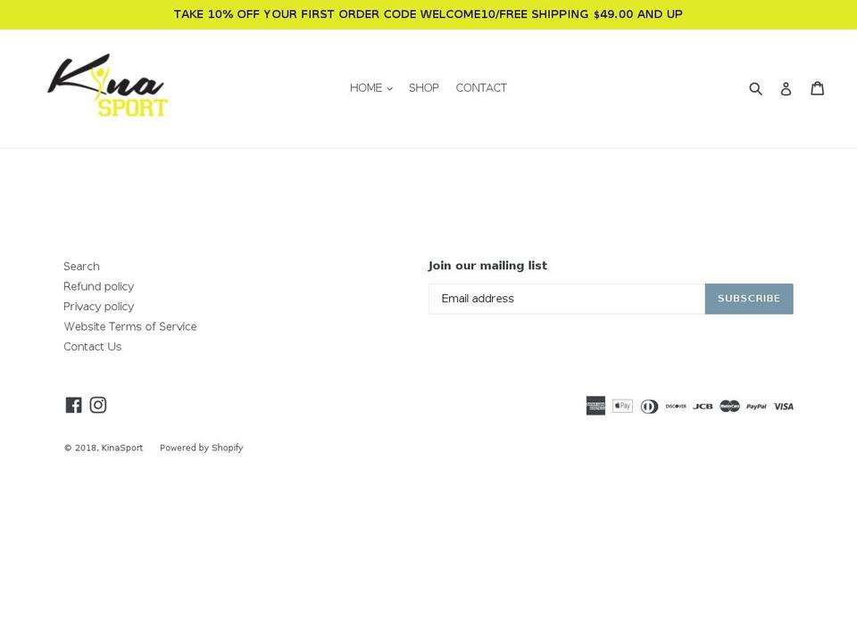 kinasport.com — Shopify storefront screenshot