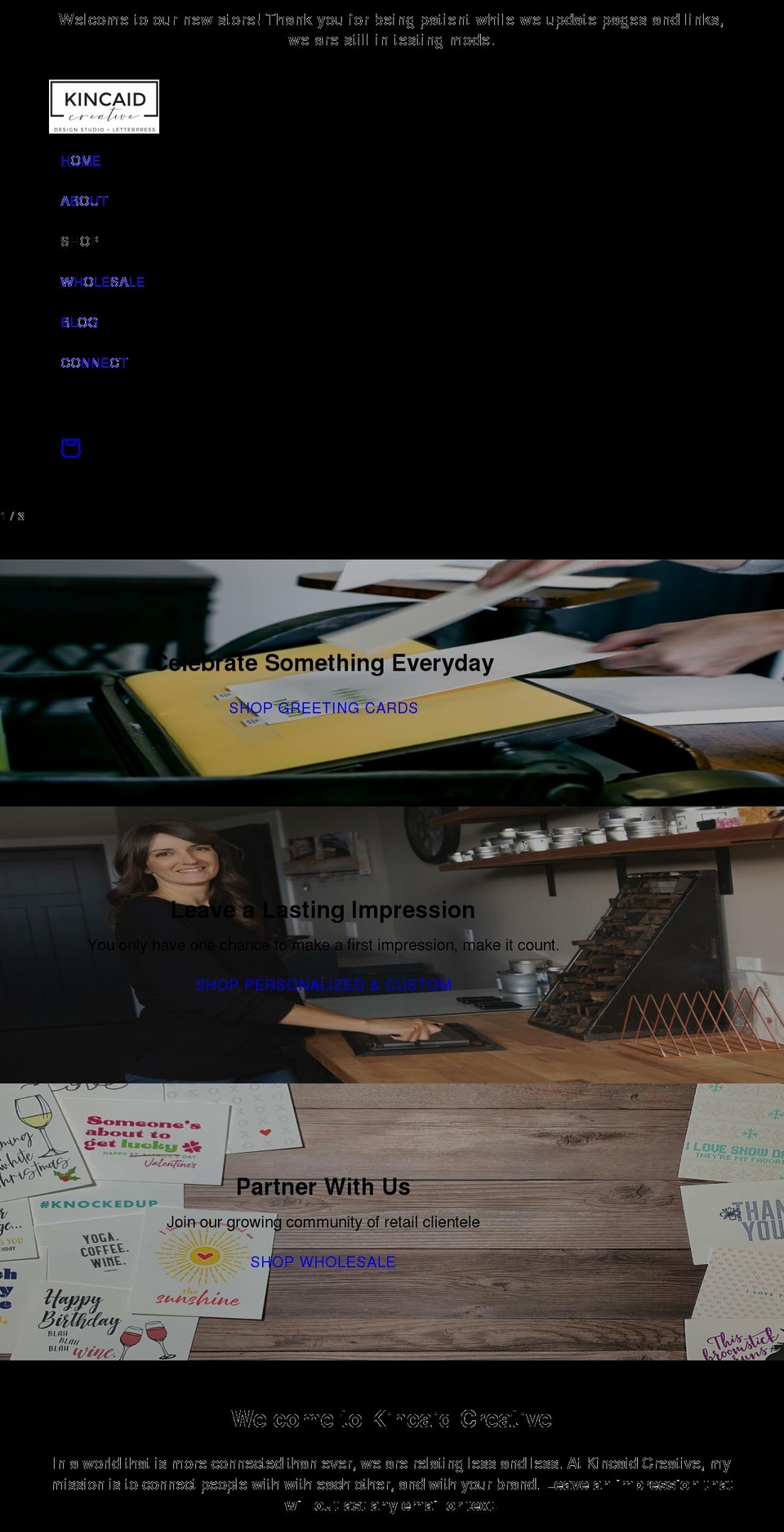 kincaidcreative.com shopify website screenshot