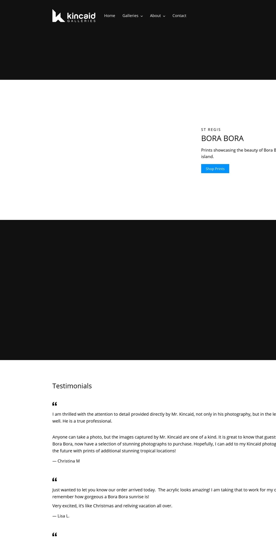 kincaidgalleries.com shopify website screenshot