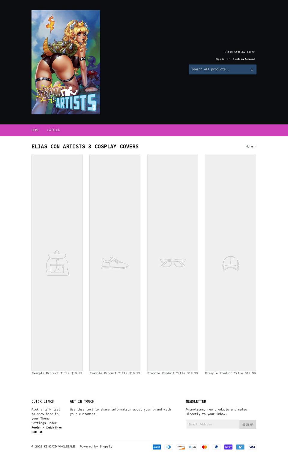 kincaidwholesale.com shopify website screenshot