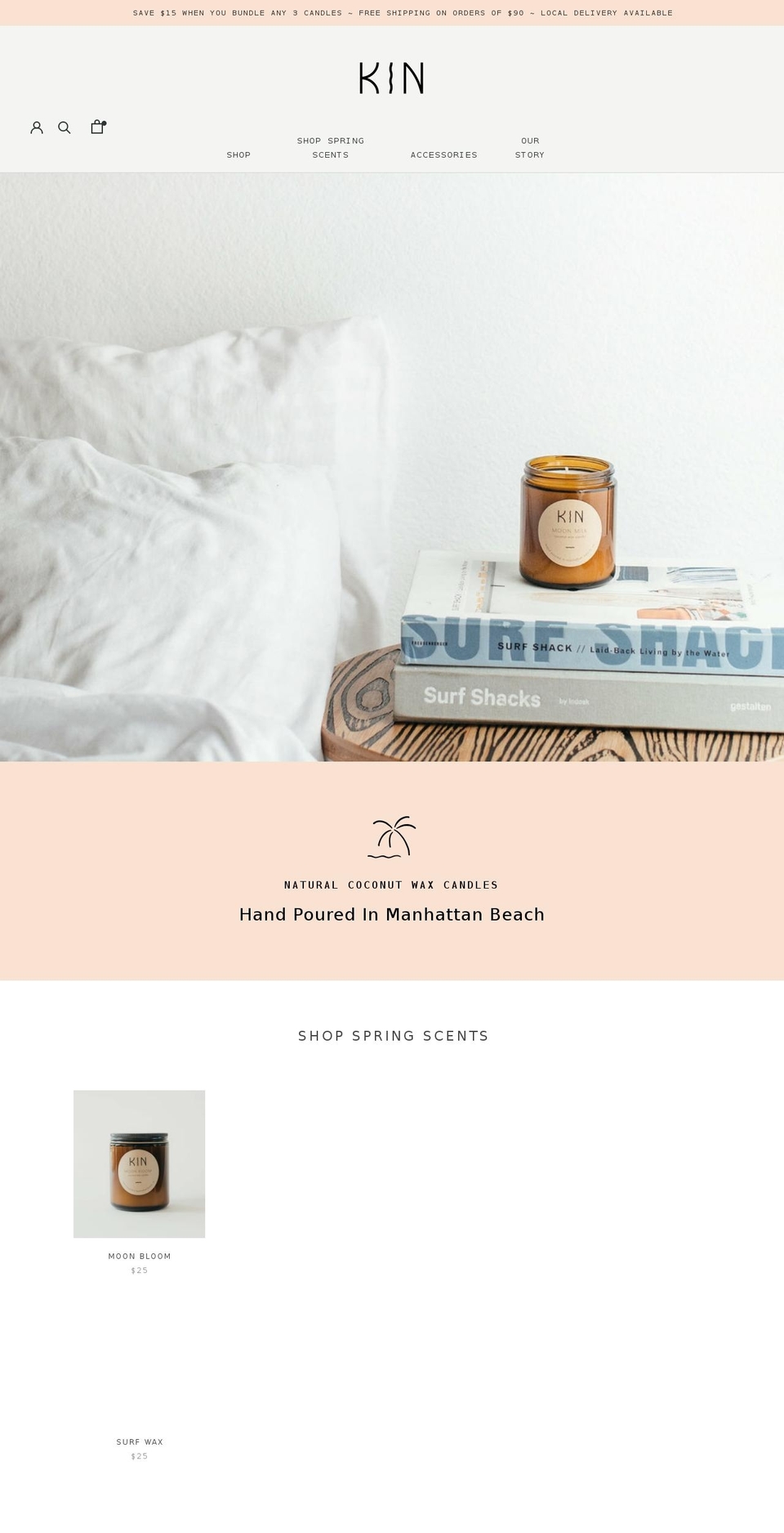 kincandleco.com — Shopify storefront screenshot