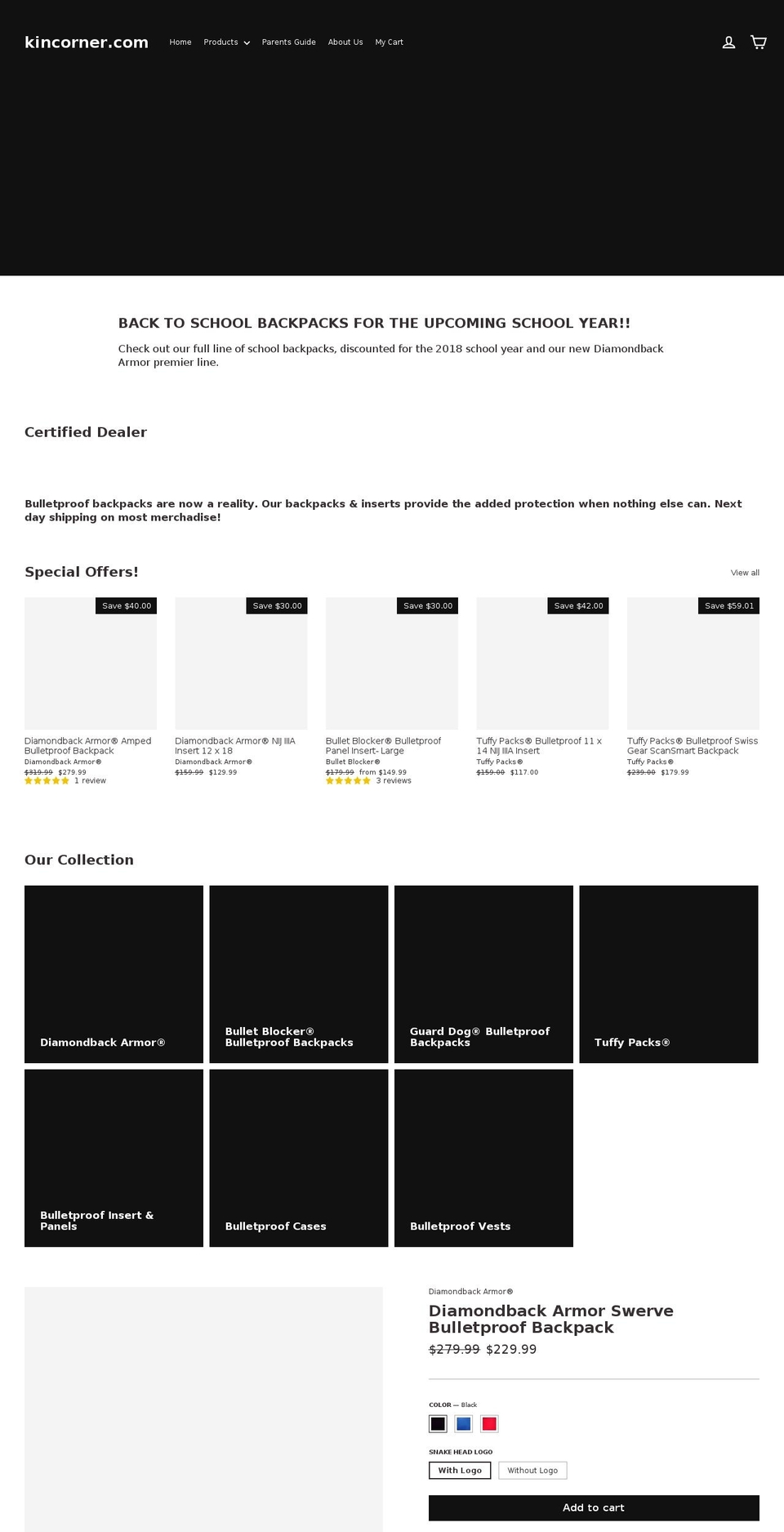 kincorner.com shopify website screenshot