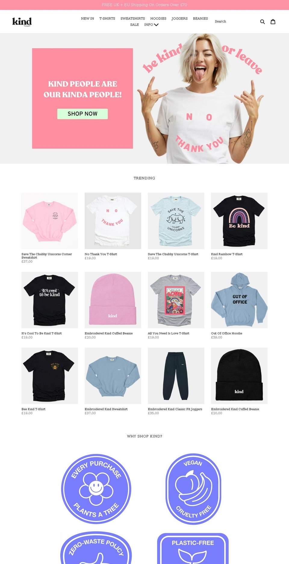 kind-clothing.com shopify website screenshot