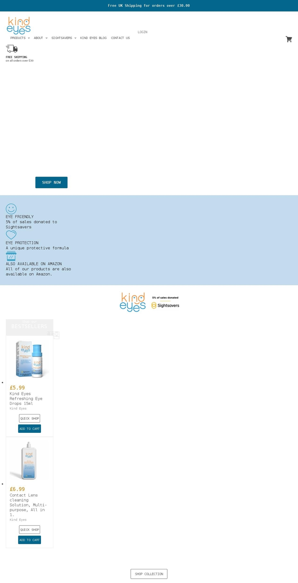 kind-eyes.co.uk shopify website screenshot
