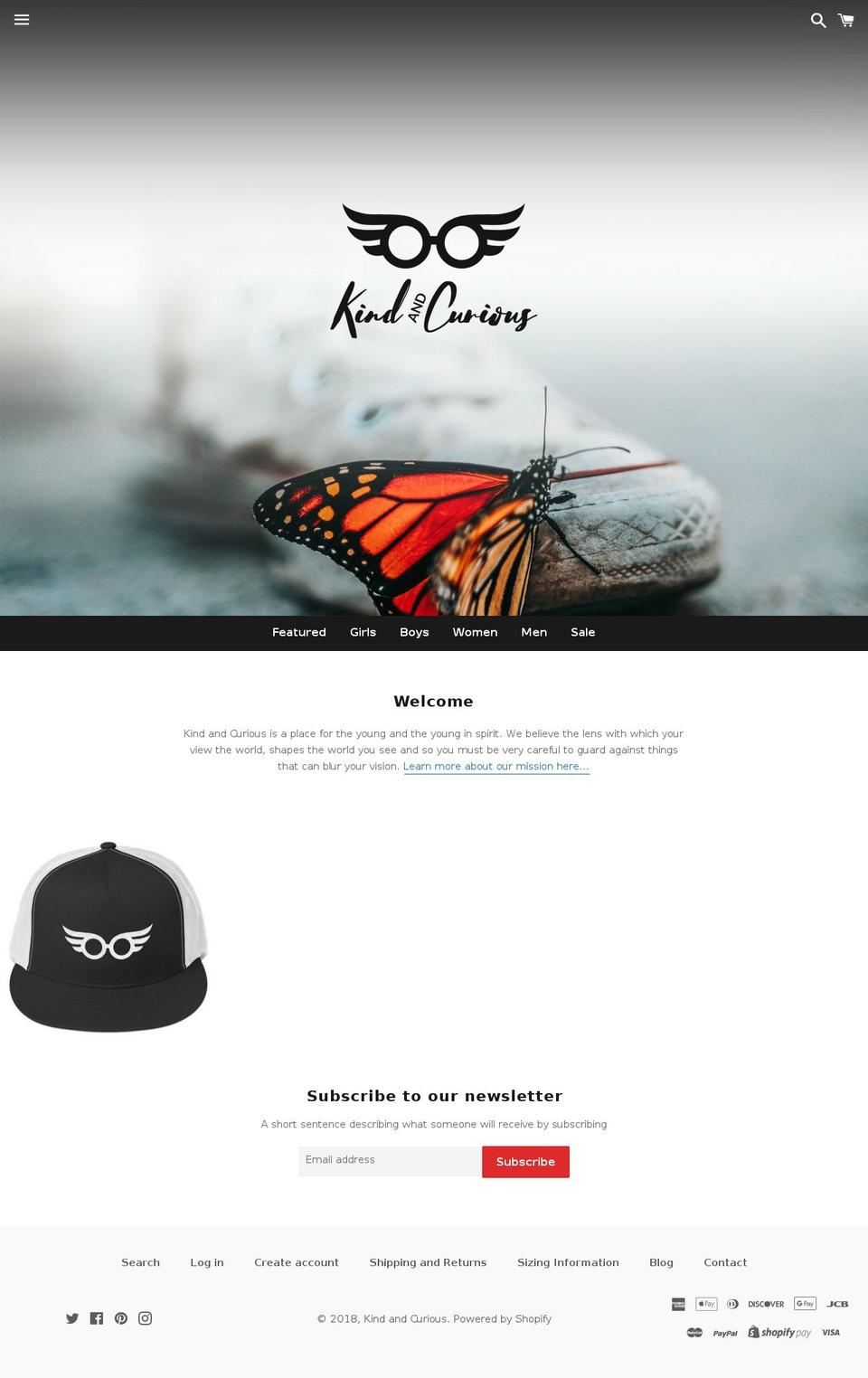 kindandcurious.com — Shopify storefront screenshot