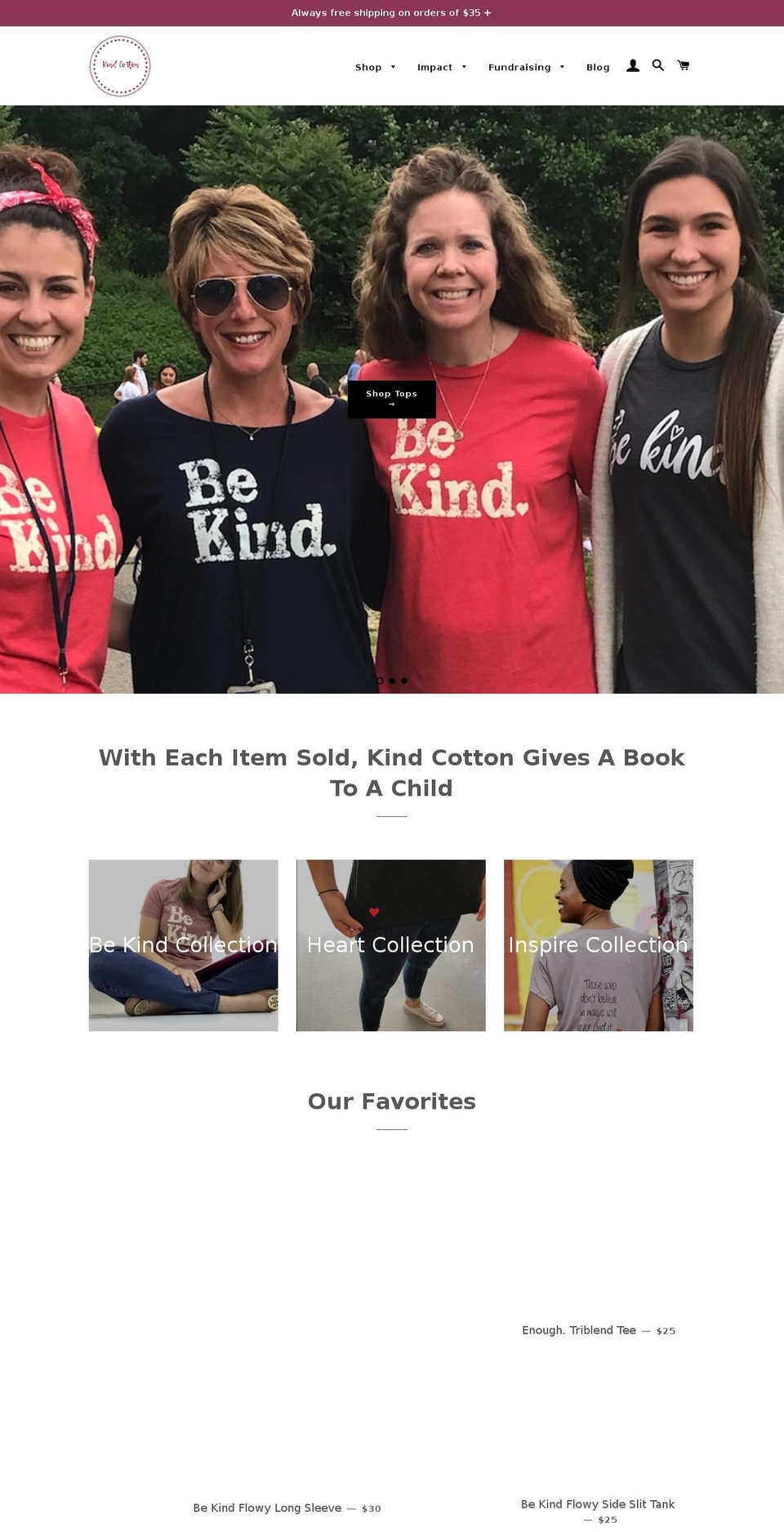 kindcotton.com — Shopify storefront screenshot