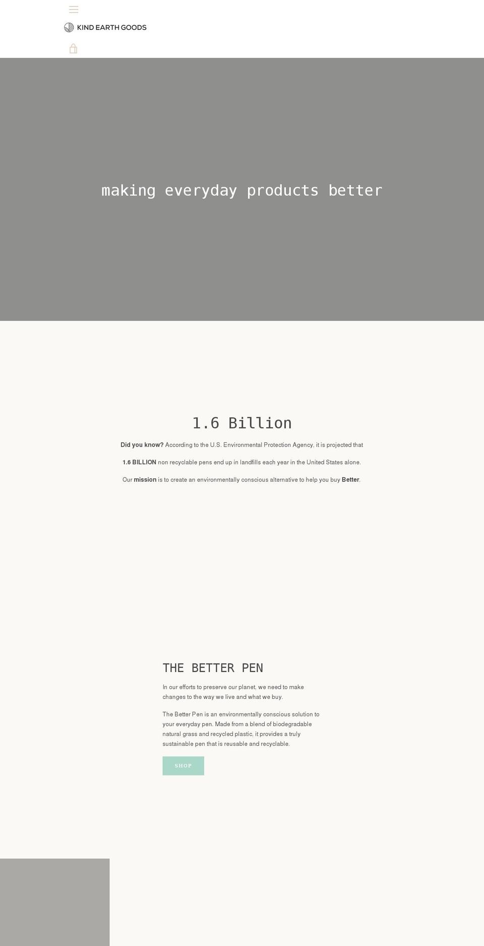 kindearthgoods.com shopify website screenshot