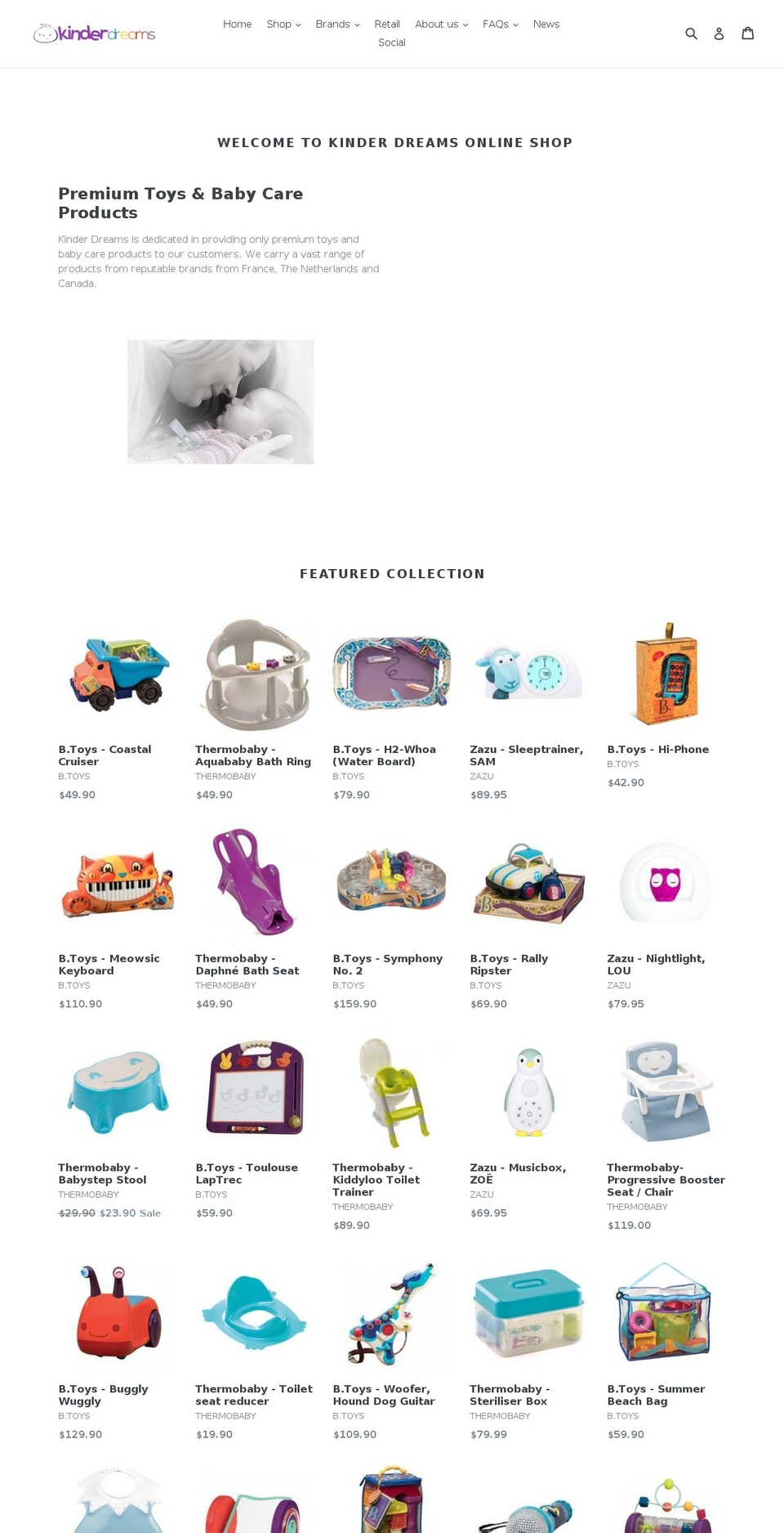 kinder-dreams.net shopify website screenshot