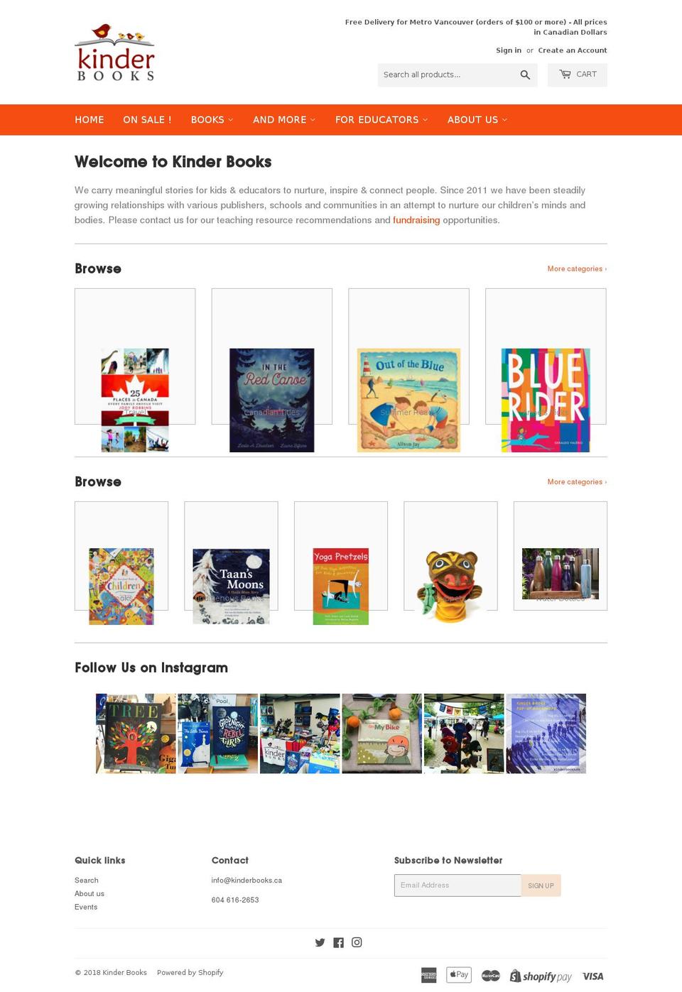 kinderbooks.ca shopify website screenshot