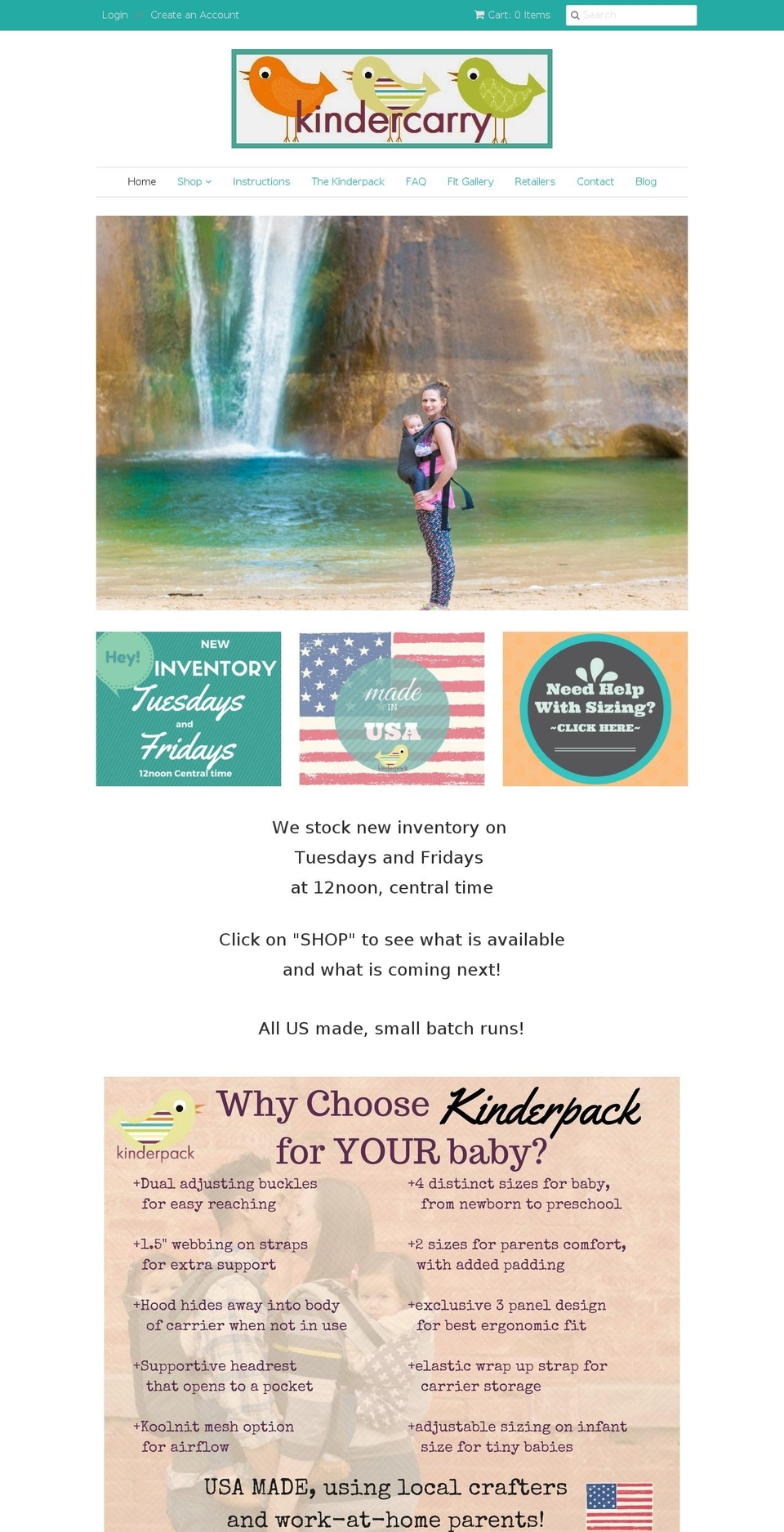 kindercarry.com shopify website screenshot