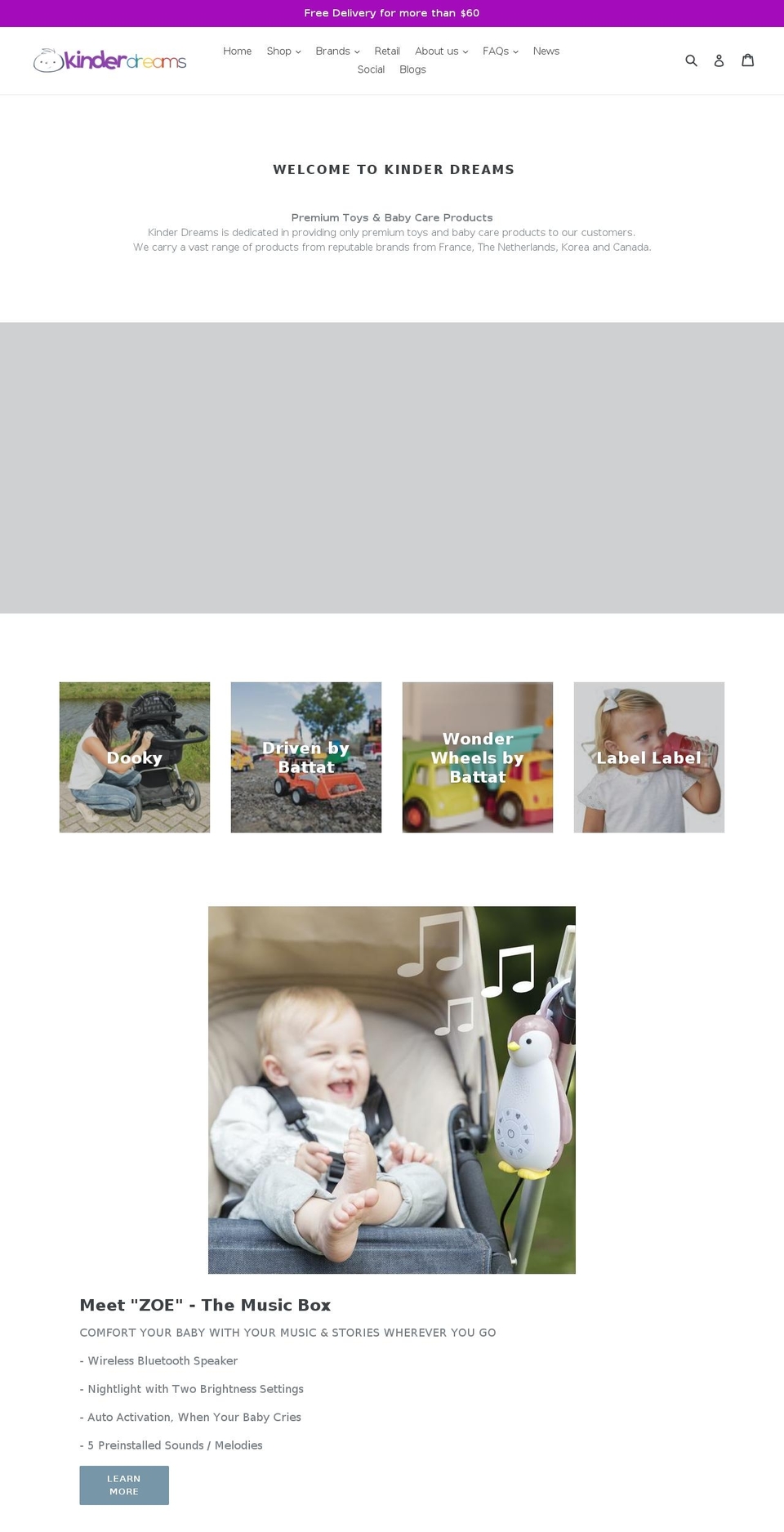 kinderdreams.org shopify website screenshot