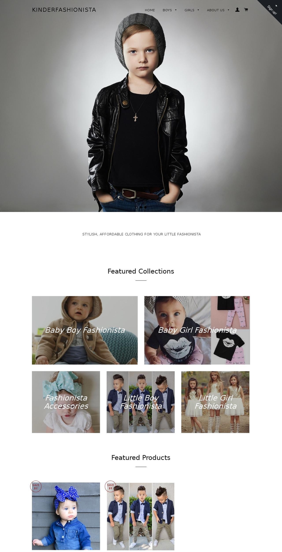 kinderfashionista.com shopify website screenshot