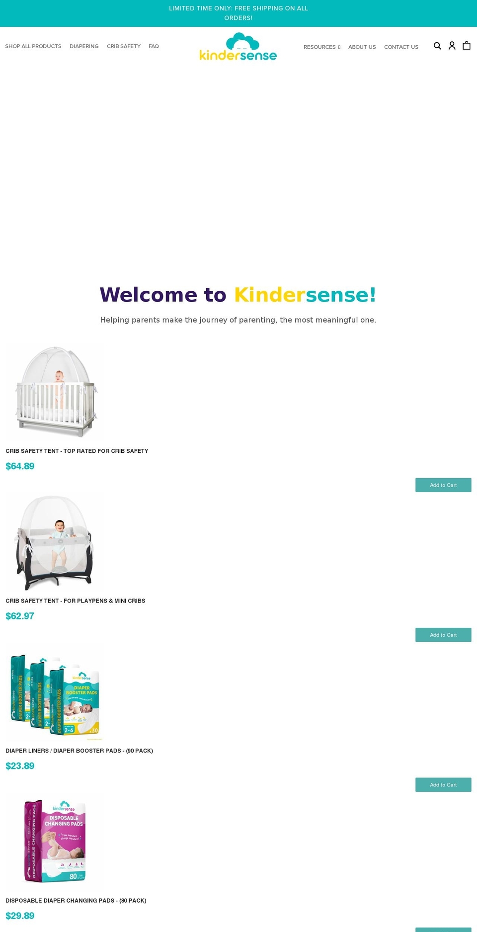 kindersensebaby.com shopify website screenshot