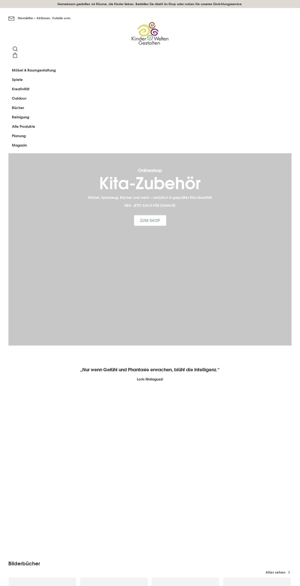 kinderwelten-gestalten.de shopify website screenshot